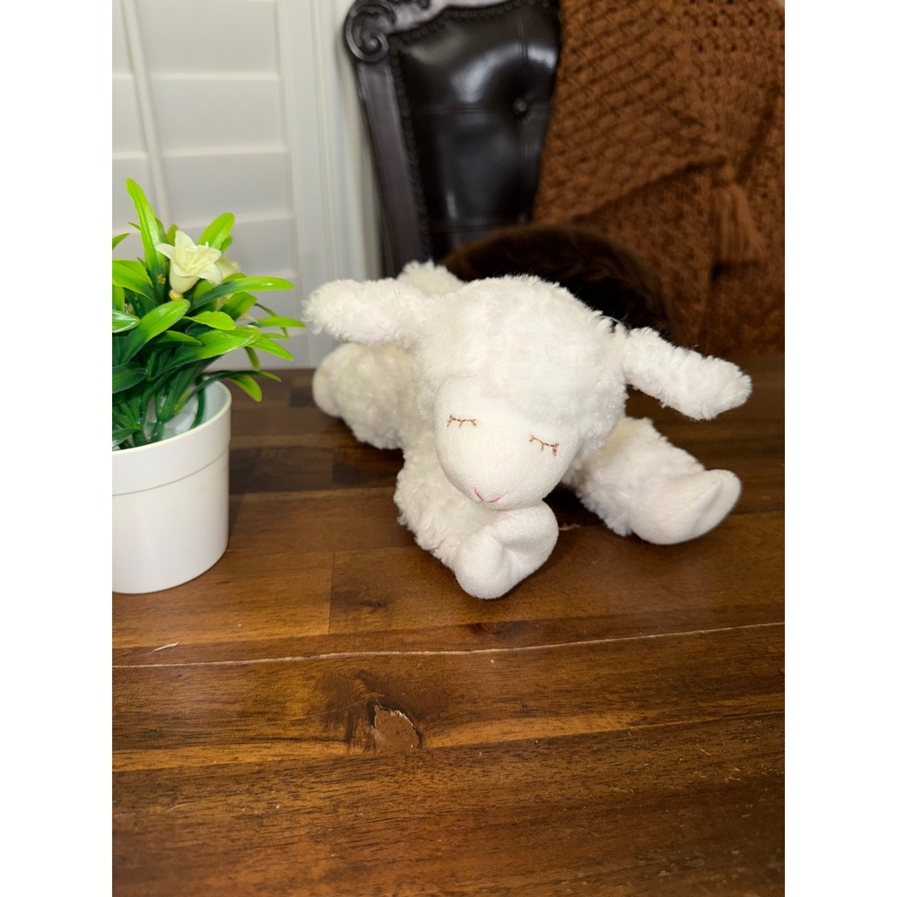 Baby Gund White Lamb Plush Stuffed Animal Sherpa Sheep Sleepy Eyes 10 Inch